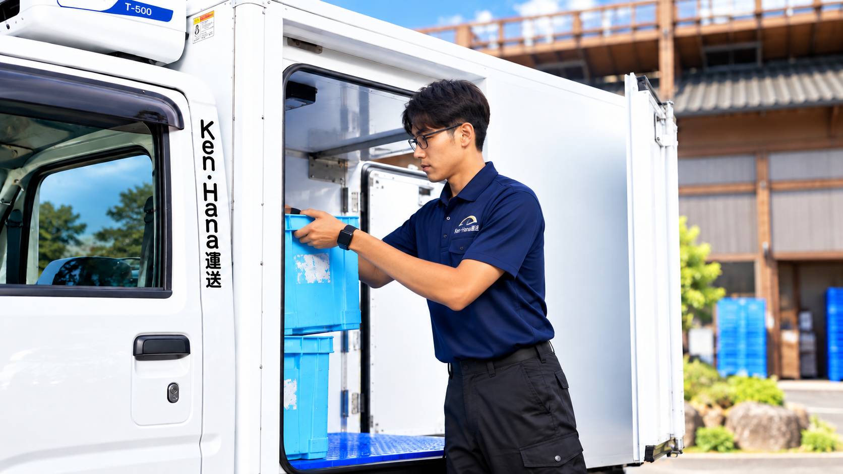 荷物を扱う配送作業の様子